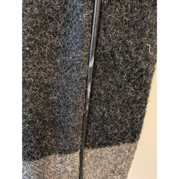 Vintage Coach Gray Black Wool Felt Leather Tote Bag Colorblock Fall Winter - Picture 3 of 7